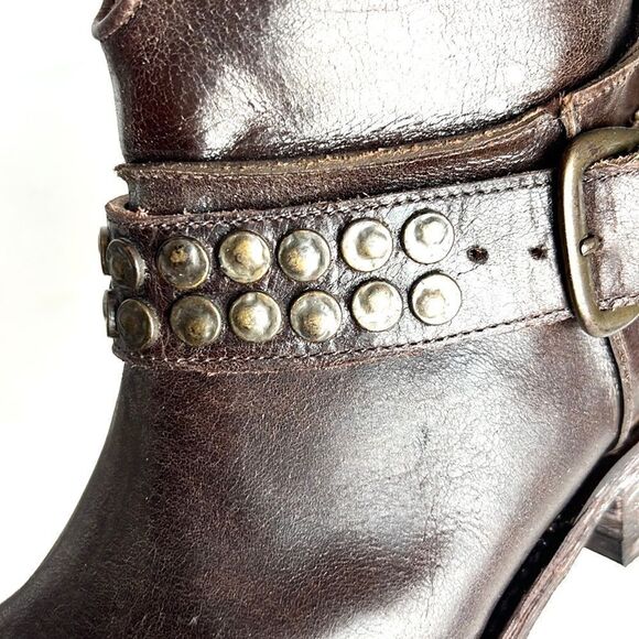 Five Worlds Cordani Serene Studded Cowboy Booties Brown Leather Side Zip 7 1/2 - Picture 9 of 16